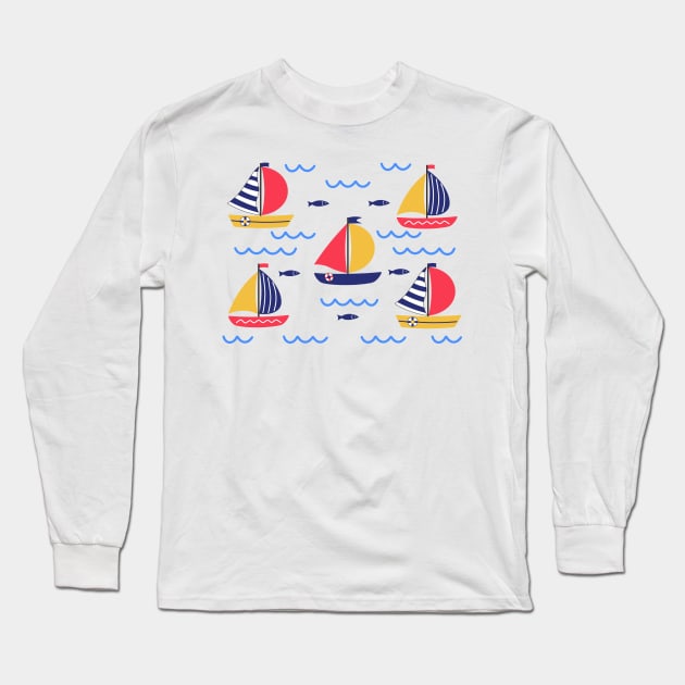 Sailboat regatta in sea ocean. Summer outdoor sports activity concept. Long Sleeve T-Shirt by Nalidsa